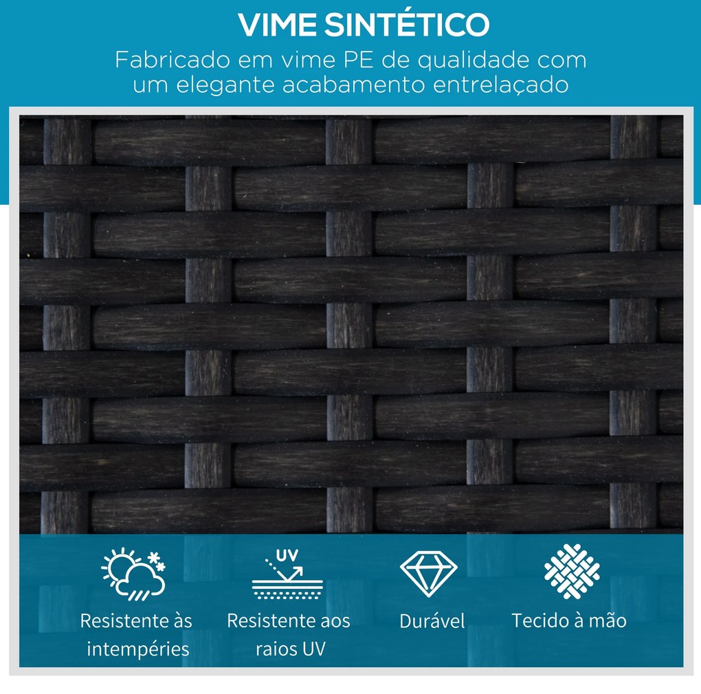 Espreguiçadeira de Vime Chaise Longue de Jardim com Encosto Ajustável