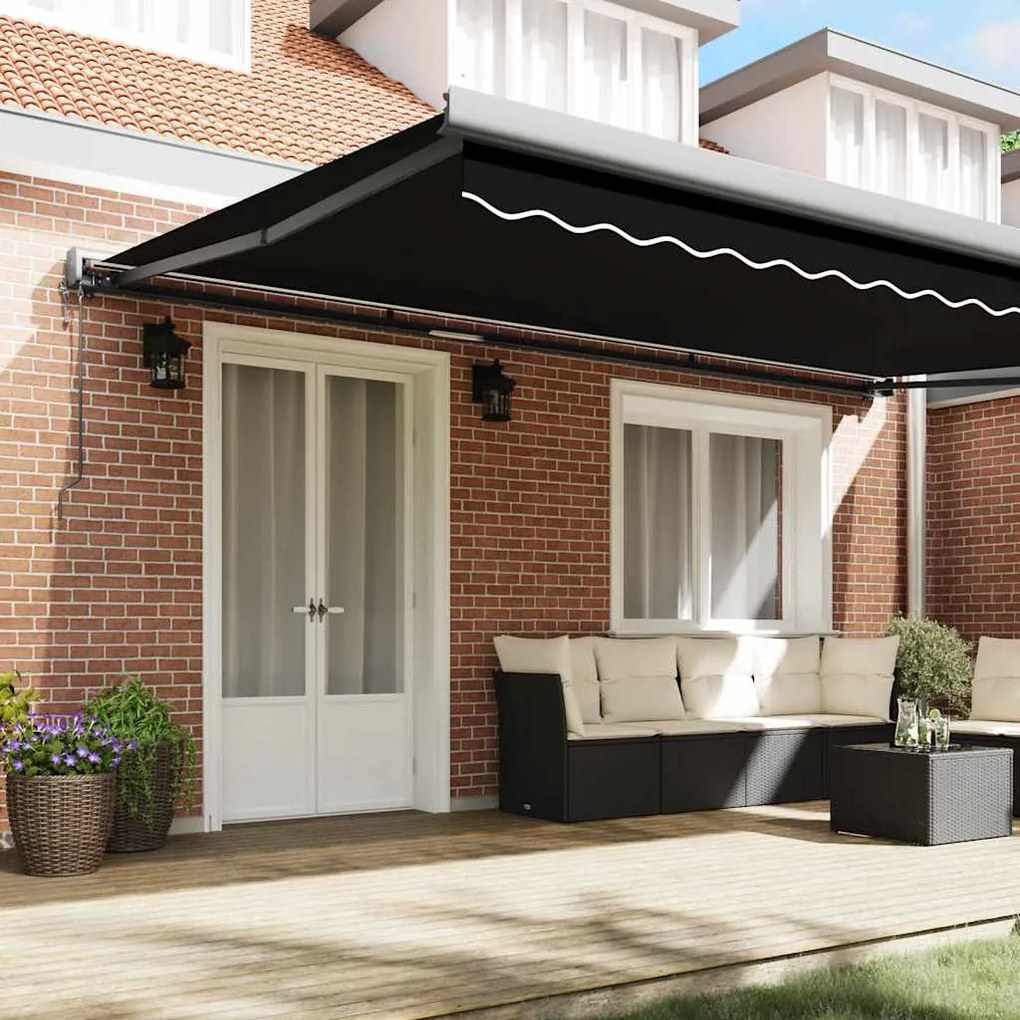 Toldo Retrátil Automático Preto 500x300 cm