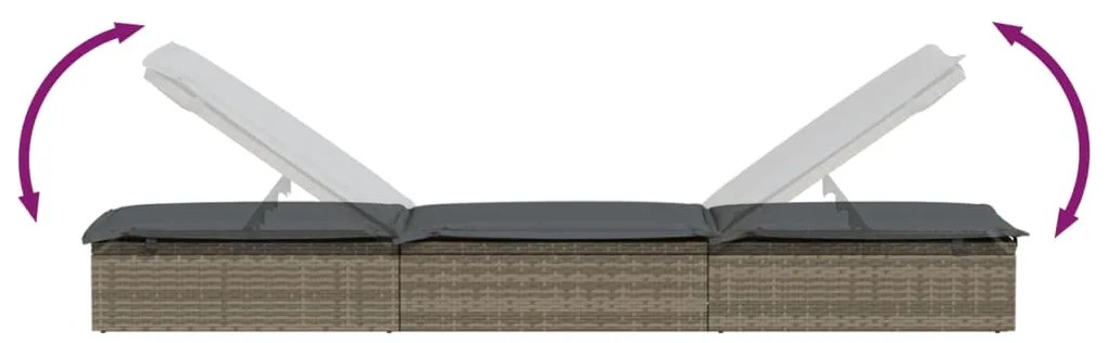 Espreguiçadeira com mesa vime PE cinza