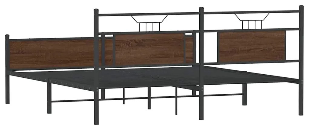 Estrutura cama sem colchão 183x213 cm metal carvalho castanho