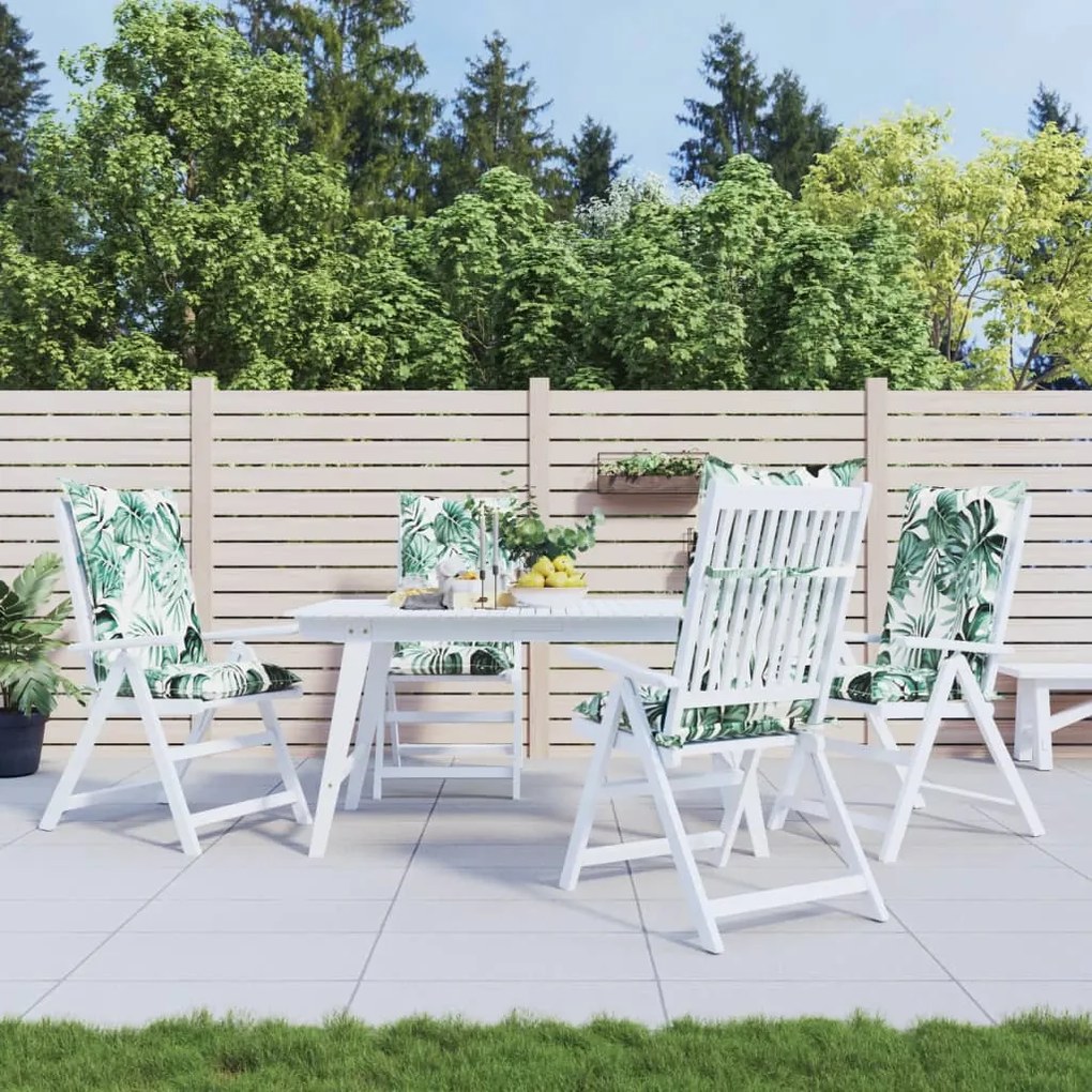 vidaXL Almofadões para cadeiras altas de jardim 4 pcs tecido folhas