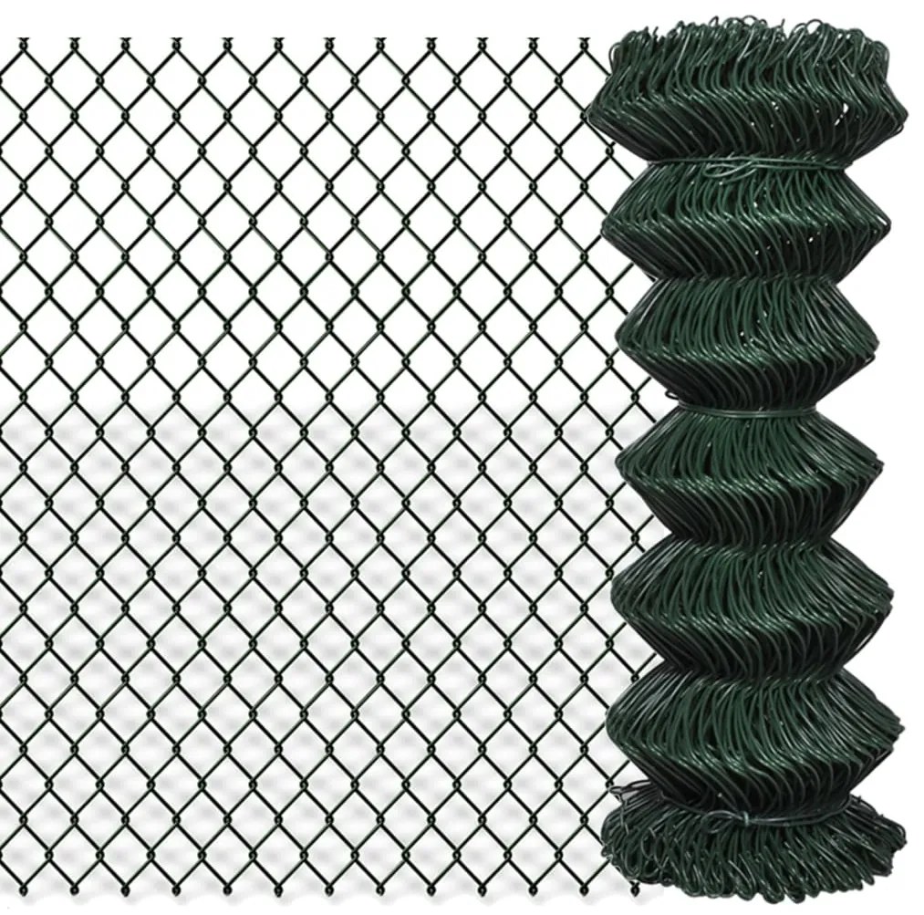 vidaXL Cerca de arame 1x25 m aço verde