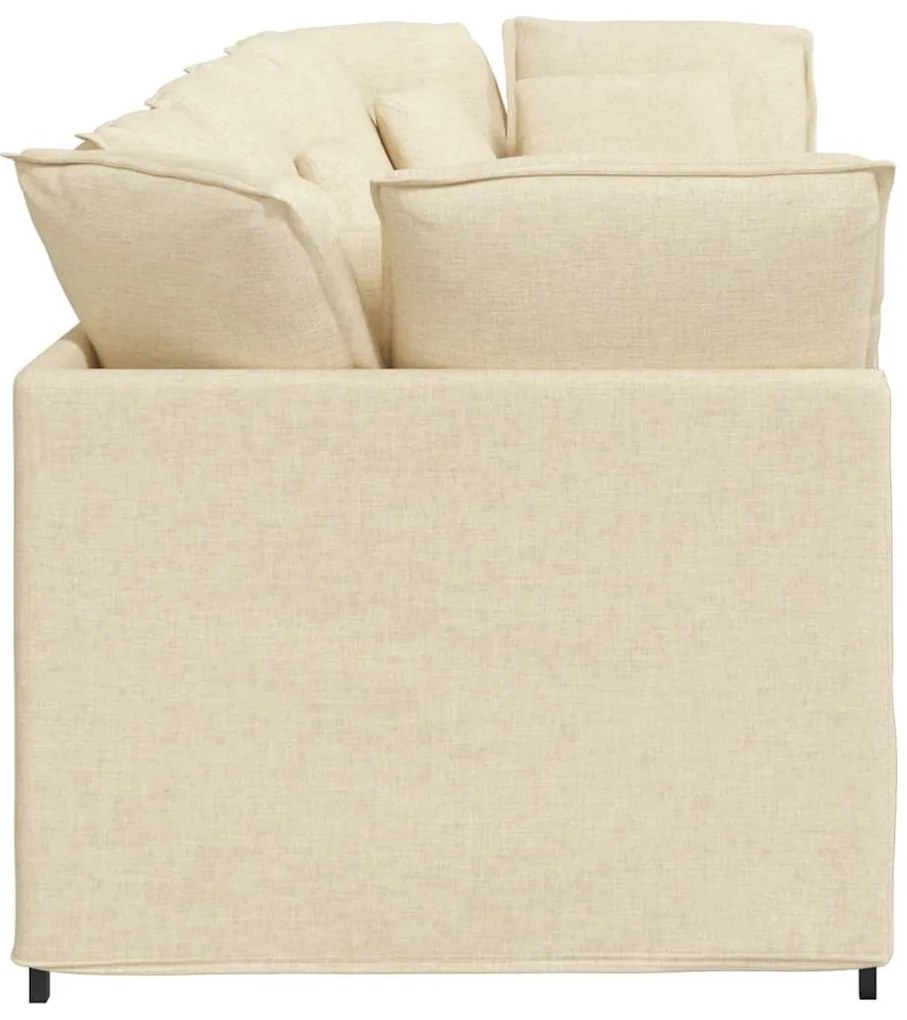 Sofá modular com almofadas tecido creme