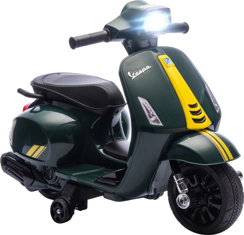 AIYAPLAY Moto elétrica infantil 6 V, carro elétrico infantil com Rodas de Aprendizagem, 2-6 Anos, 71 x 37 x 52 cm, verde escuro | Aosom Portugal