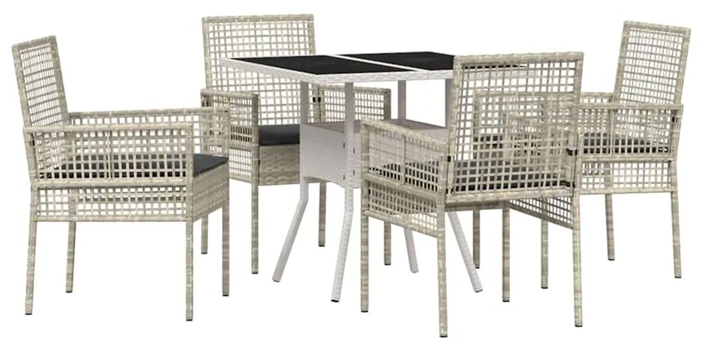 Conjunto de Jantar de 5 Peças Cinza Claro Rattan