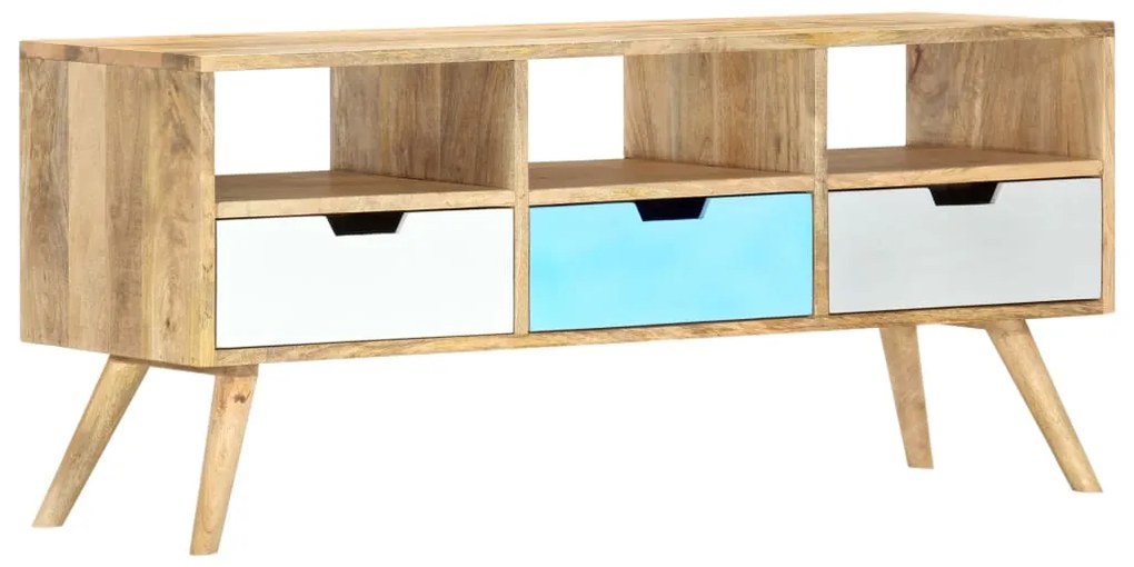 Móvel de TV 110x35x48 cm madeira de mangueira maciça