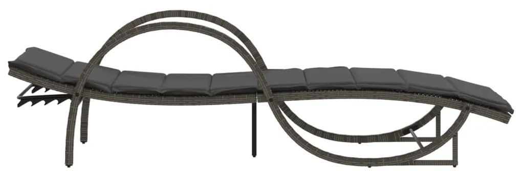Espreguiçadeira com almofadão 60x199x42 cm vime PE cinzento
