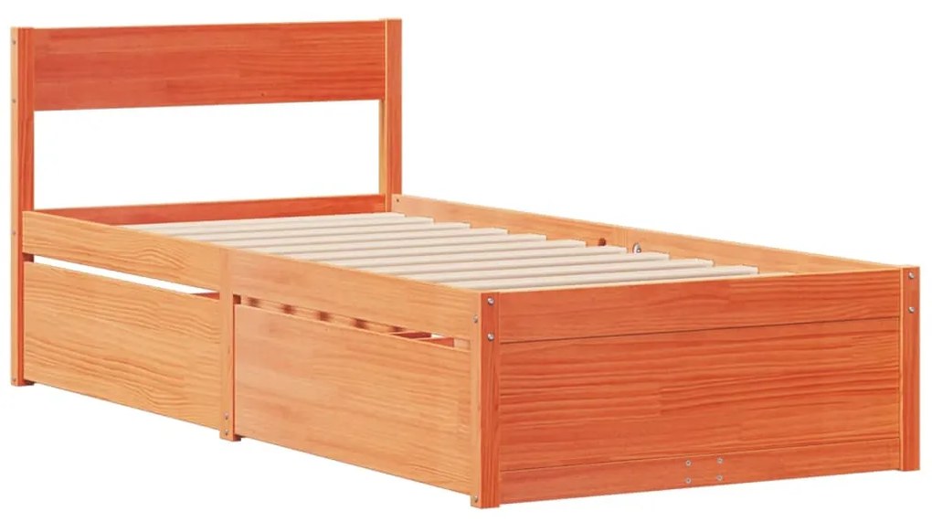 Cama sem colchão 90x190 cm madeira de pinho maciça castanho-mel