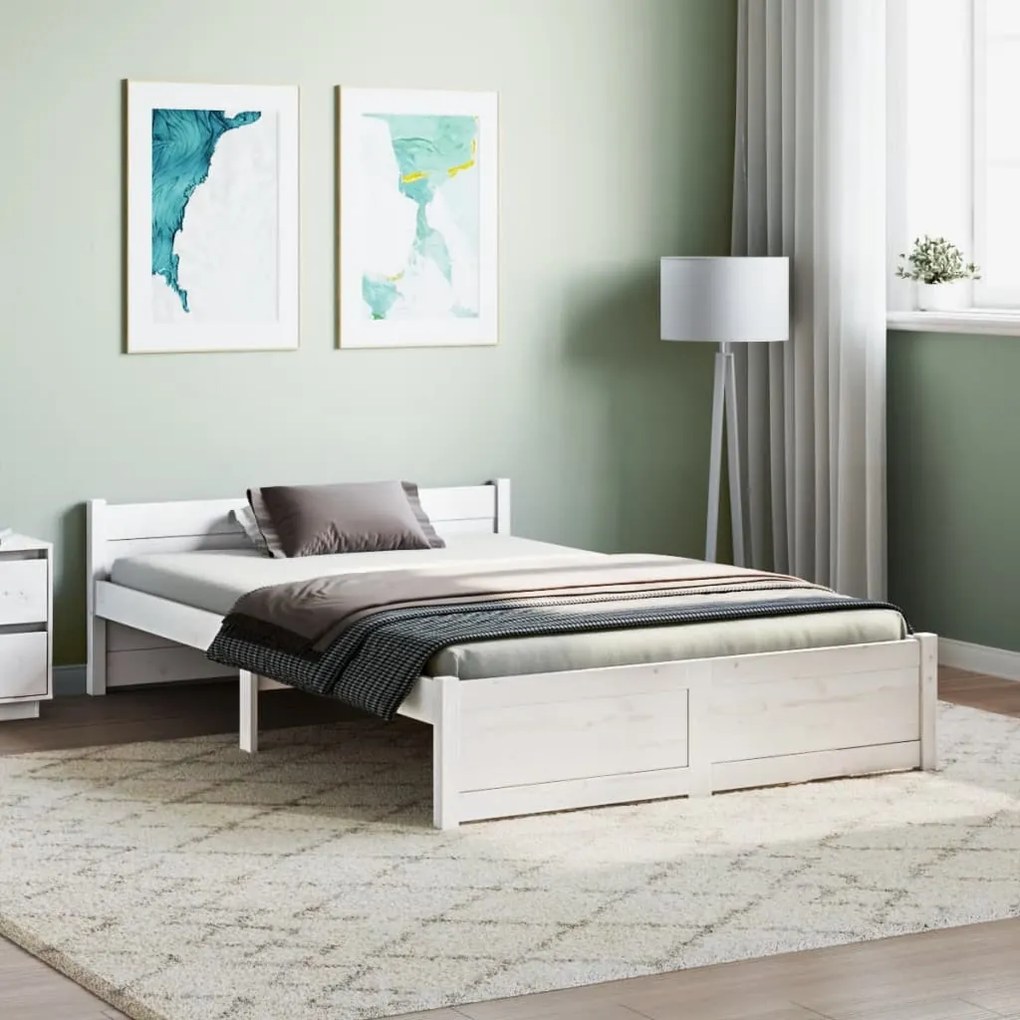 Estrutura de cama 120x200 cm madeira maciça branco