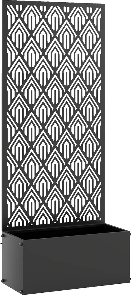 Outsunny Floreira com Treliça Vaso para Flores com Tela de Privacidade para Plantas Trepadeiras Carga 50 kg 45x21,5x110 cm Preto | Aosom Portugal