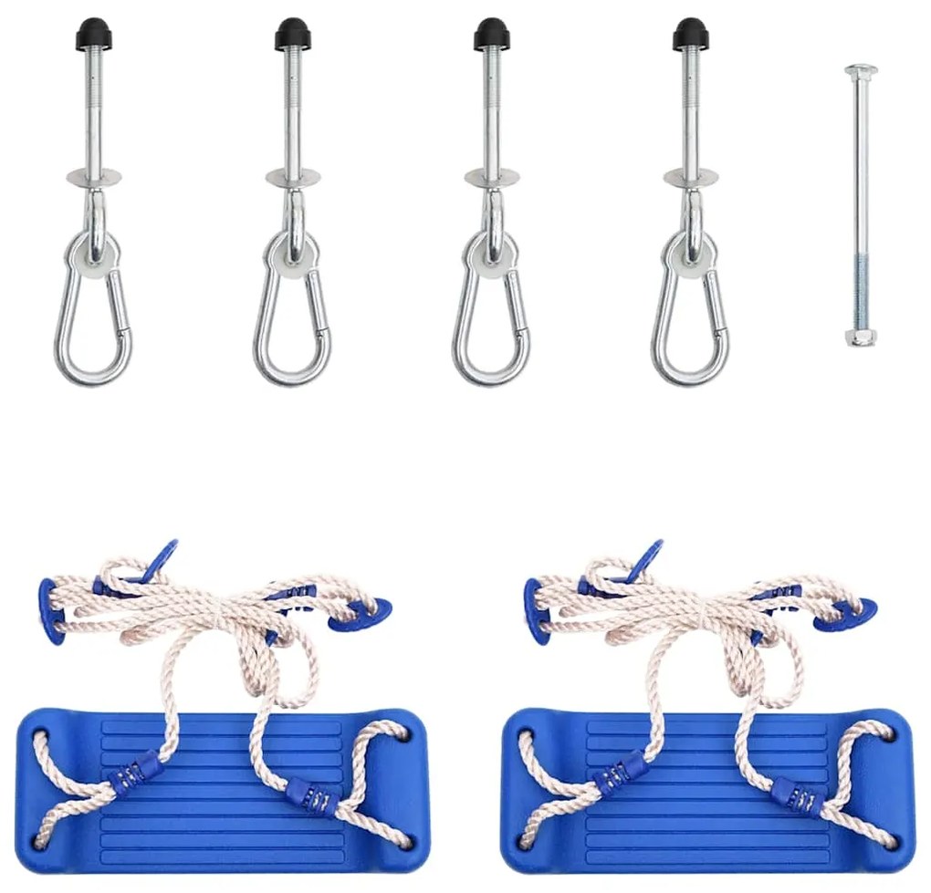 Assentos de baloiço com cordas 2 pcs 37x15 cm polietileno azul