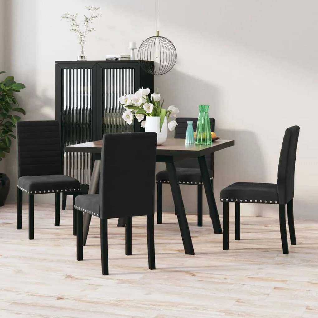 vidaXL Cadeiras de jantar 4 pcs veludo preto