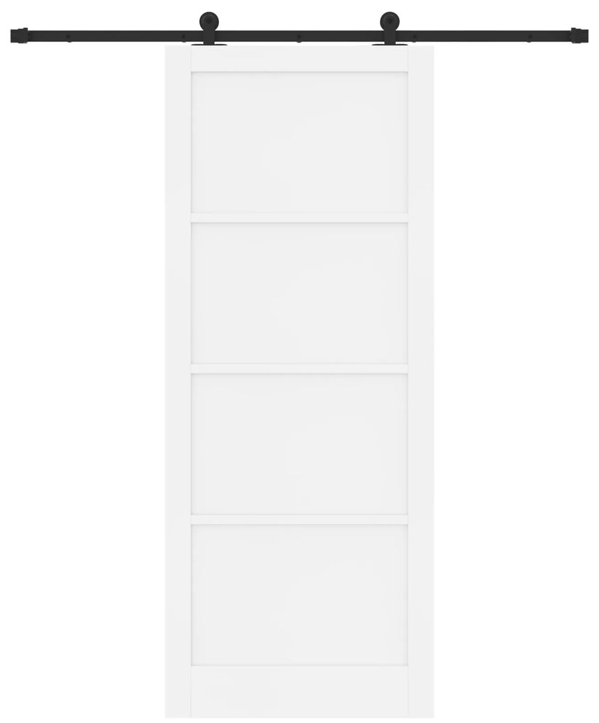Porta Deslizante com Conjunto de Ferragens Branca 93x232 cm de Madeira