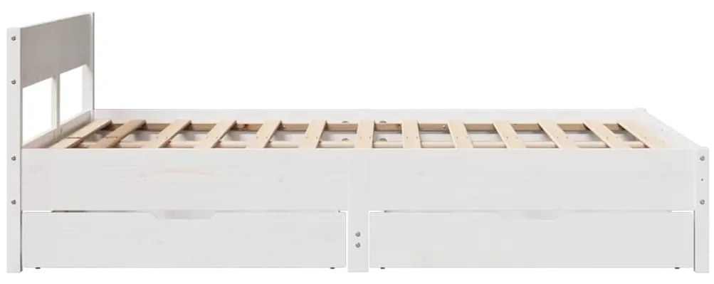Cama sem colchão 140x200 cm madeira de pinho maciça branco