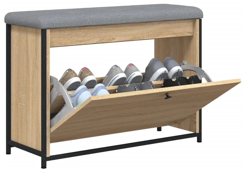 Banco sapateira c/ gaveta articulada 82x32x56cm carvalho sonoma