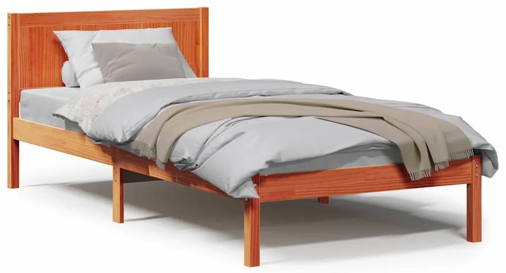 Estrutura de Cama Castanho Encerada Castanho Encerado