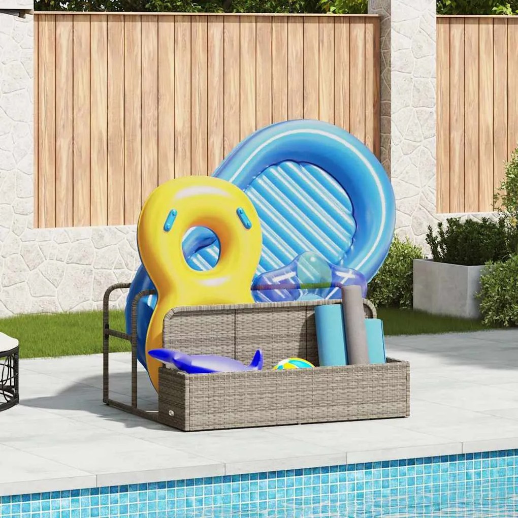 vidaXL Armazenamento de bóias junto à piscina 110x100x57 cm vime PE