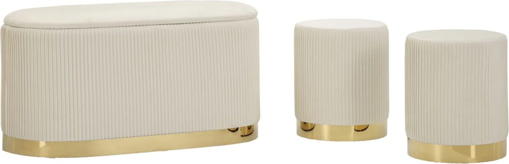 CONJUNTO DE 3 BANCOS SHOPY CREME 80X37X42-29X35 CM