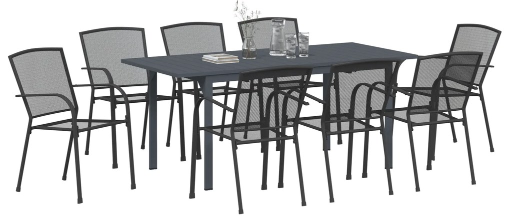 Conjunto de jantar de 9 peças em aço antracite