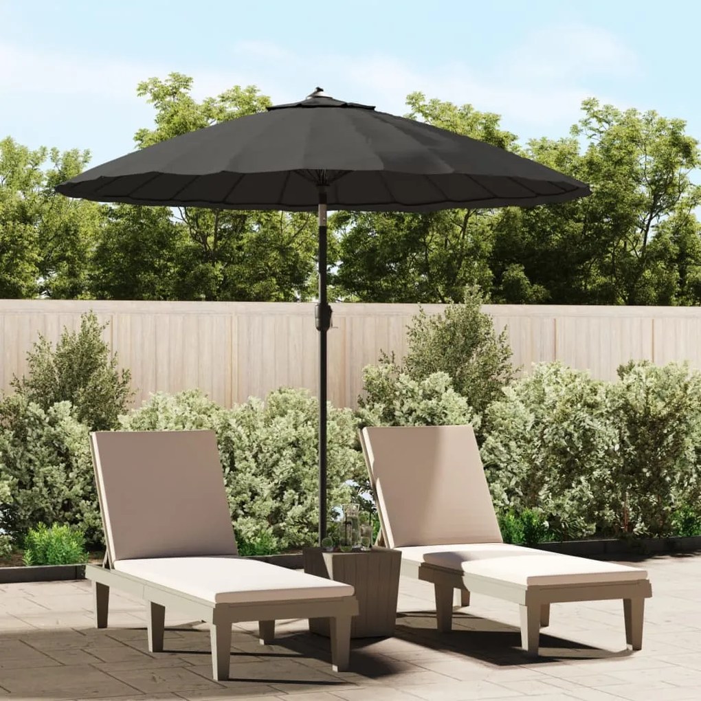 vidaXL Guarda-sol de exterior c/ mastro alumínio 270 cm antracite