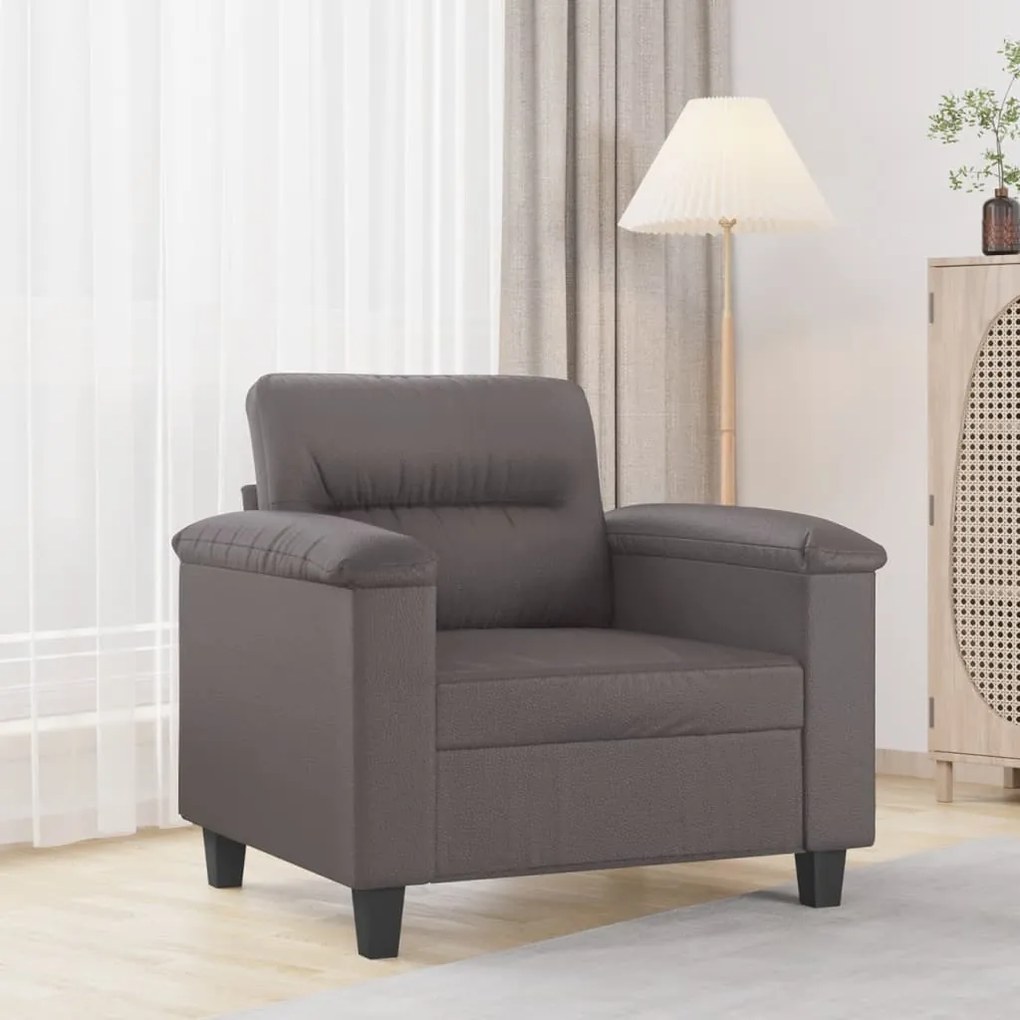 Poltrona 60 cm couro artificial cinzento