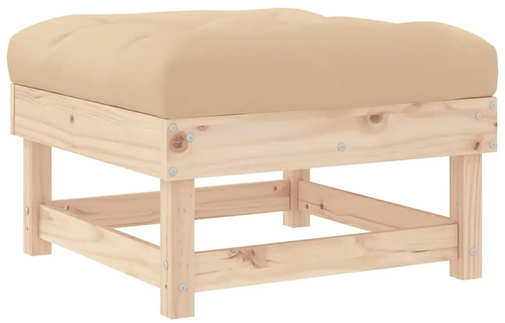 Apoios de pés p/ jardim c/ almofadões 2 pcs pinho maciço