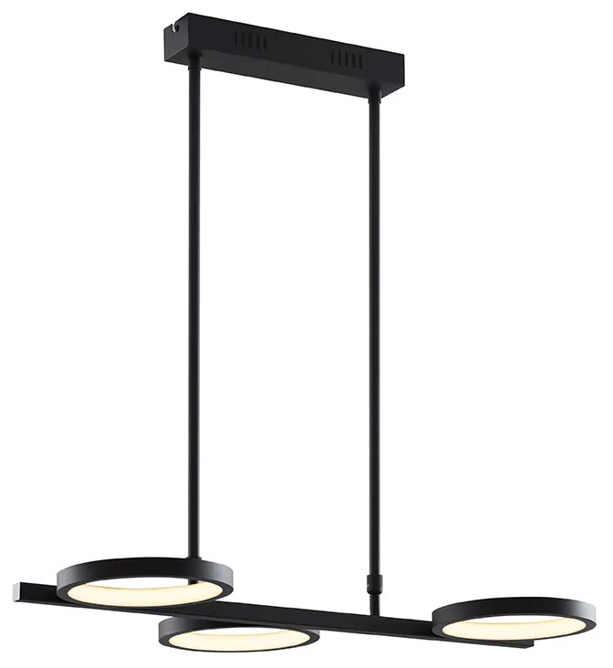 Candeeiro de suspensão moderno preto com LED regulável em 3 níveis 3 luzes - Vivé Moderno