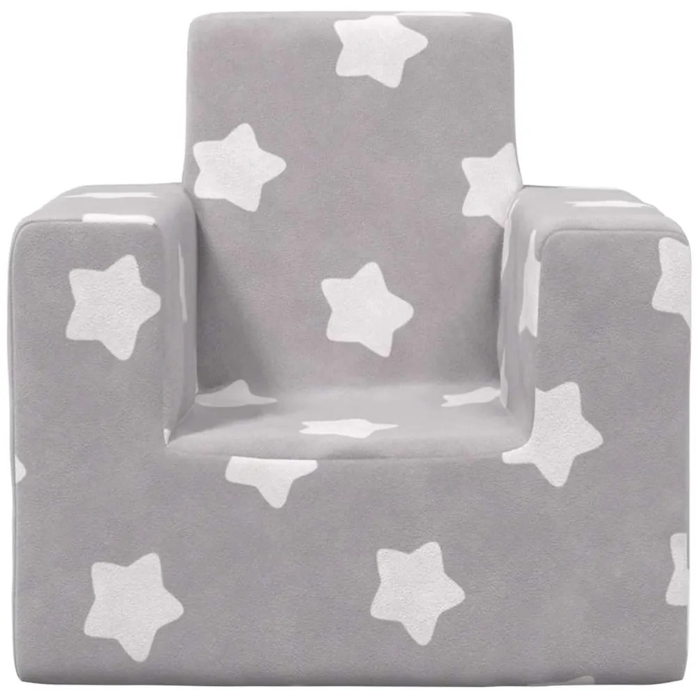 Sofá infantil de c/ estrelas pelúcia cinzento-claro