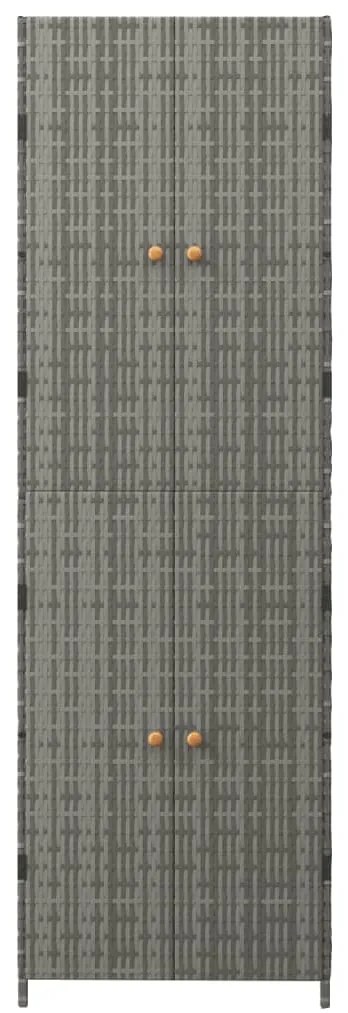 Armário de arrumação p/ jardim 59x40x180 cm vime PE cinza