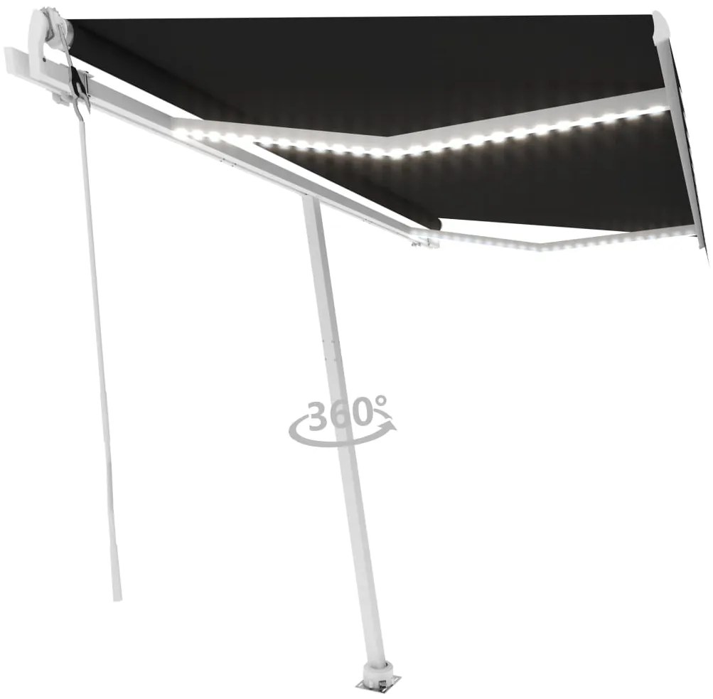 Toldo automático com LED e sensor de vento 450x350 cm antracite