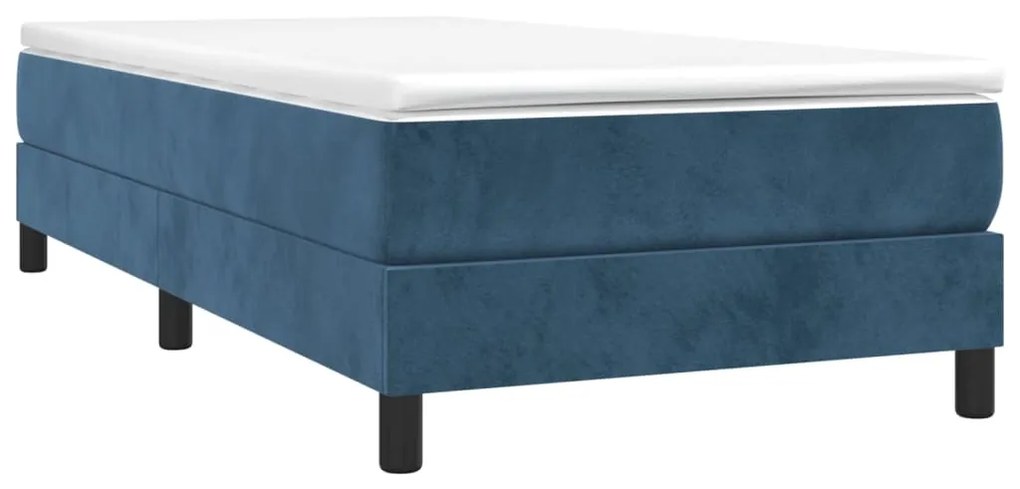 Estrutura de cama 90x200 cm veludo azul-escuro