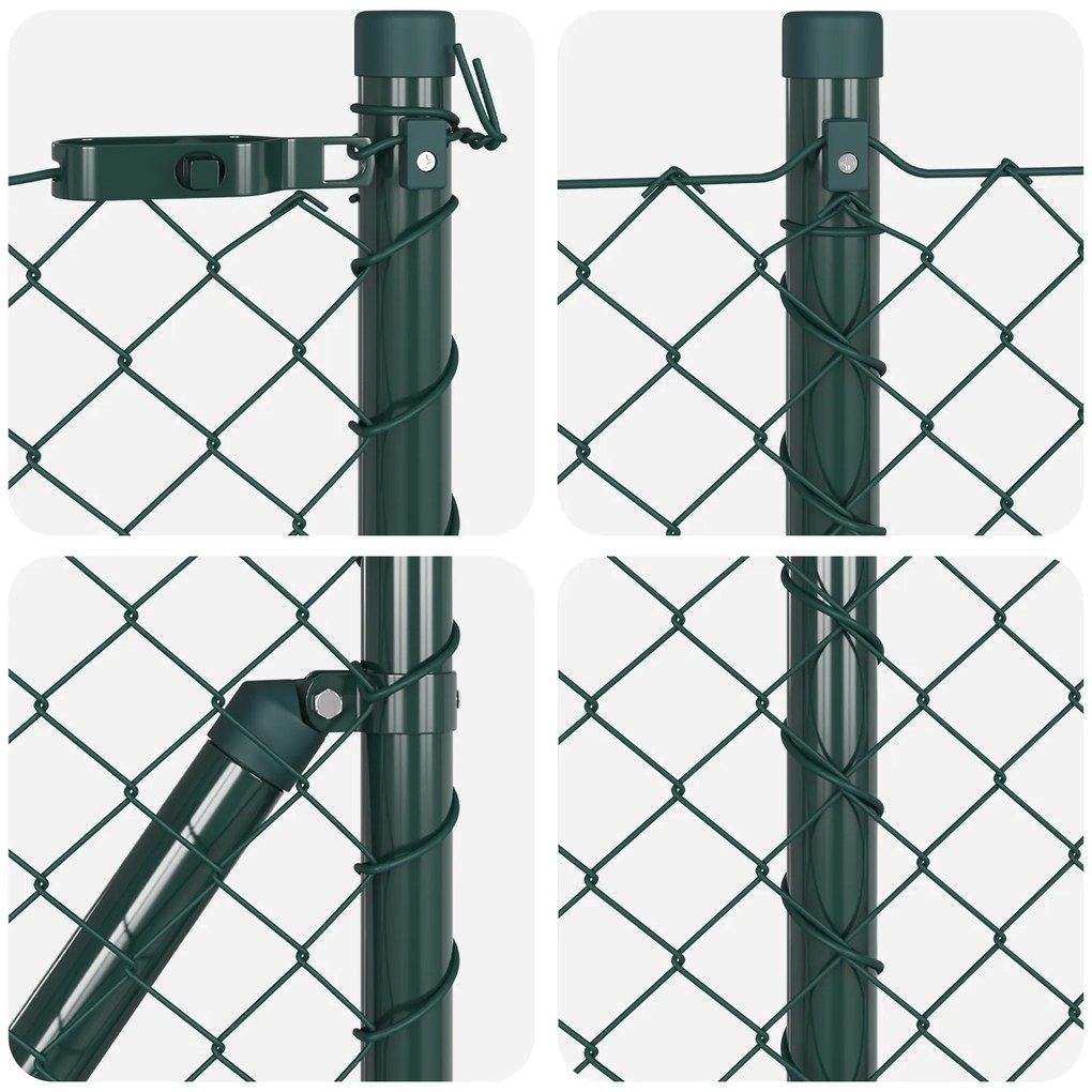 Cerca de Cadeia com 7 Postes de Espeto 1x10 m Aço Galvanizado