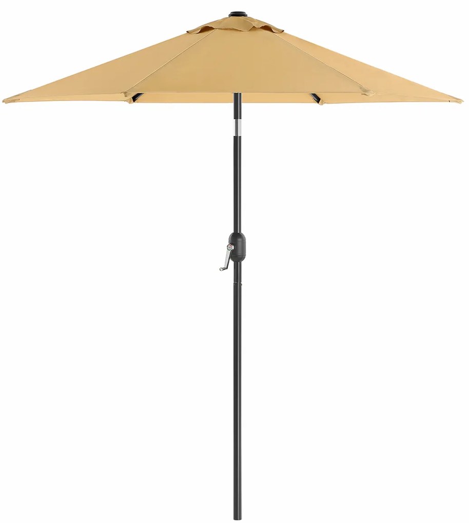 Guarda-sol de jardim SONGMICS de 197 cm, FPS 50+, proteção solar, inclinação de 30° em 2 direções, manivela para abertura e fechamento, para jardins externos, piscina, varanda e pátio, base não incluída, cinza-claro GPU202K01