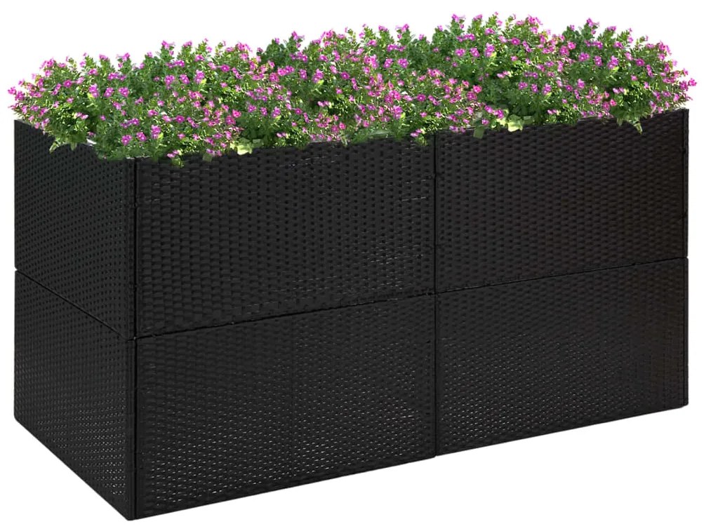 vidaXL Vaso/floreira de jardim 157x80x80 cm vime PE preto