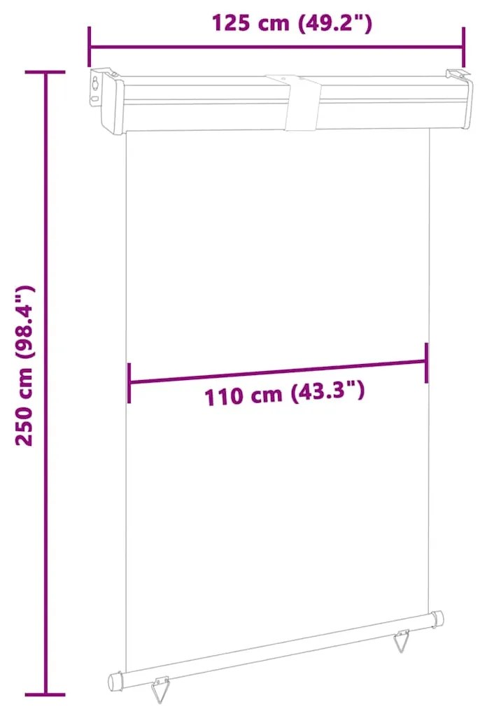 Toldo lateral para varanda 125x250 cm castanho