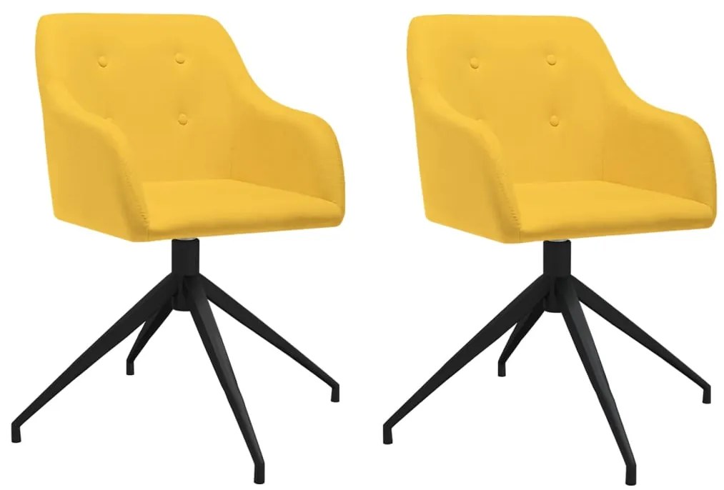vidaXL Cadeiras de jantar giratórias 2 pcs tecido amarelo