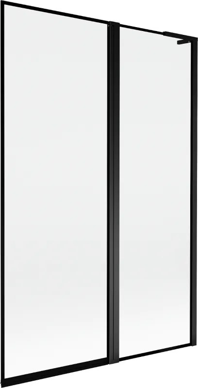 Mexen Mist L resguardo de banho de 2 painéis, direito 120 x 150 cm, moldura preta, preto - 8A9L-120-011-70-70-P