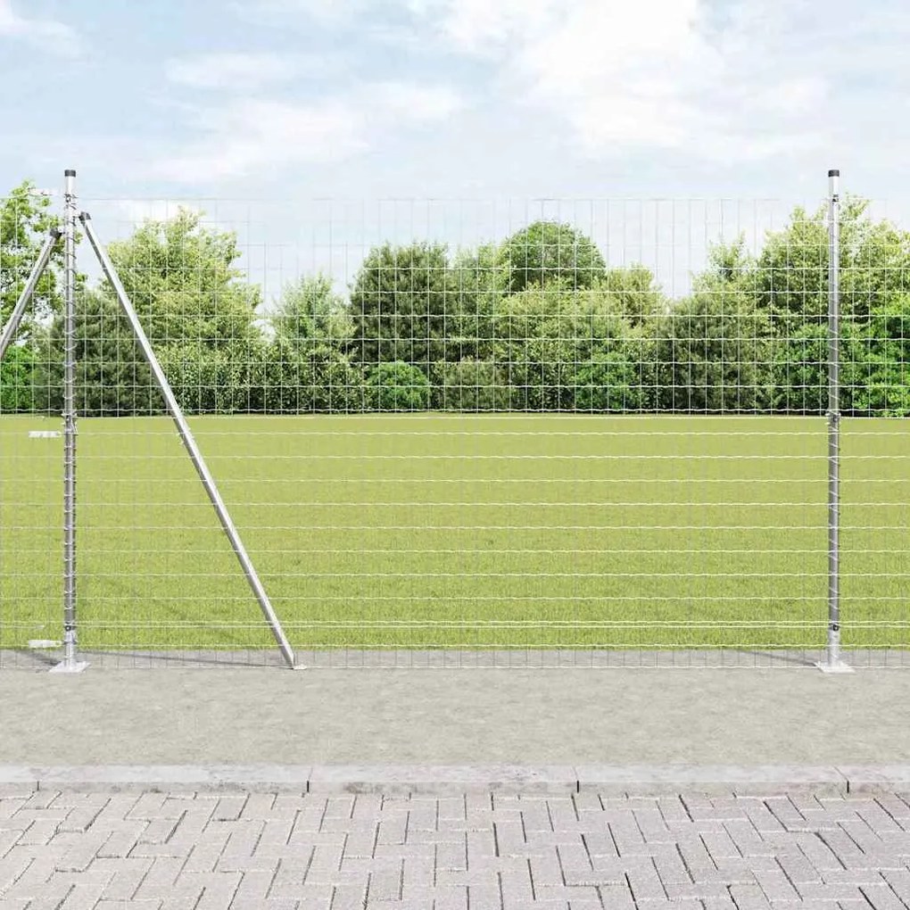 Cerca Euro com 7 postes flangeados, 1,5 x 10m em aço galvanizado