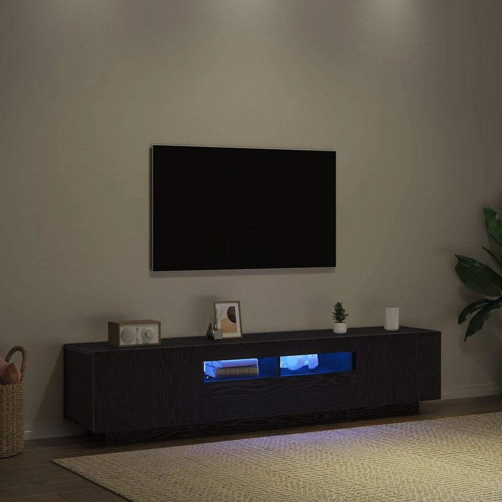 Aparador de TV vidaXL com Luzes LED em Madeira de Carvalho 180x35x40 c