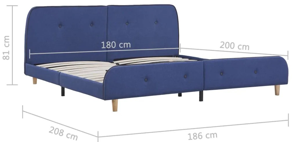 Estrutura de cama 180x200 cm tecido azul