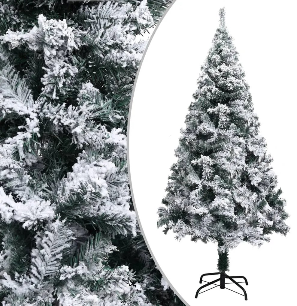 vidaXL Árvore de Natal artificial c/ flocos de neve 150 cm PVC verde