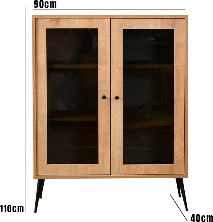 Aparador Calvin – Carvalho/Preto – 90x110x41 cm