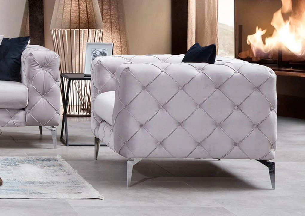 Cadeirão Wing Como – Cinzento Claro – 108x70x90 cm