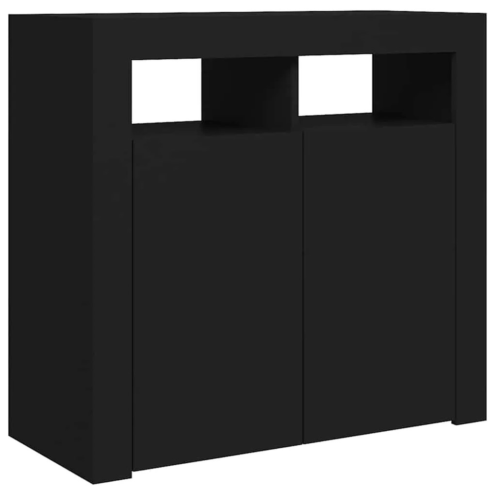 Aparador com luzes LED 80x35x75 cm preto