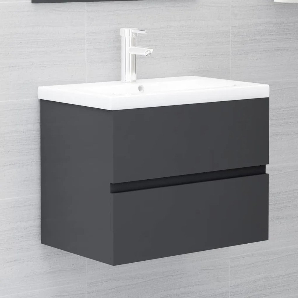 vidaXL Armário lavatório 60x38,5x45 cm derivados de madeira cinzento