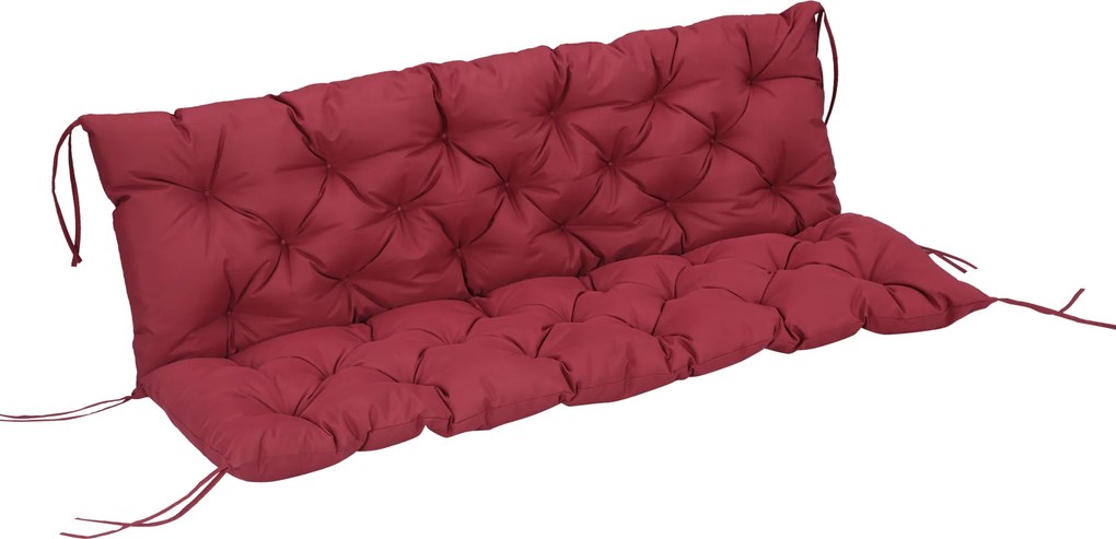Outsunny Almofada Colchão Assento Encosto para Banco de Jardim balanço sofá 3 Lugares Grande Conforto 150 x 98 x 8 cm Vermelho | Aosom Portugal