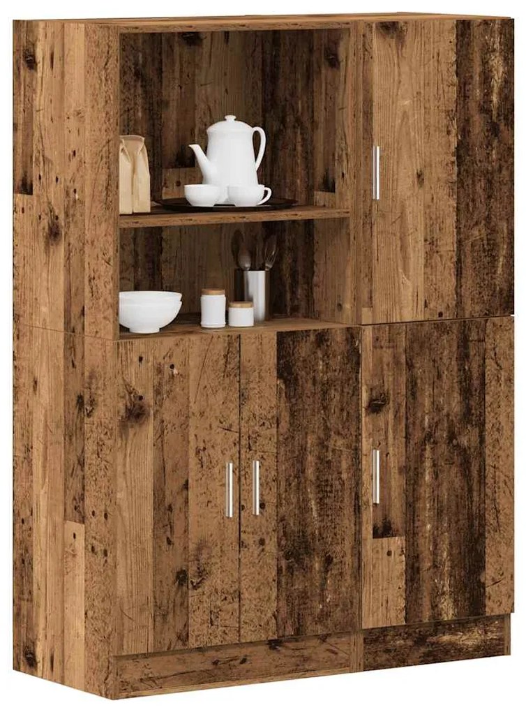 2 pcs armário de cozinha conjunto deriv. madeira madeira velha