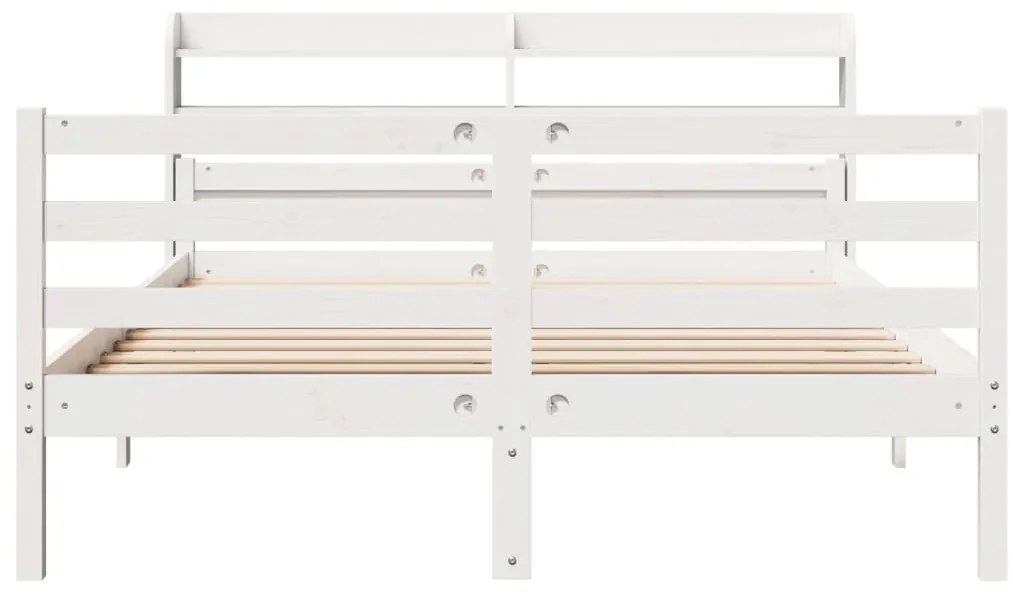 Estrutura de cama c/ cabeceira 150x200 cm pinho maciço branco
