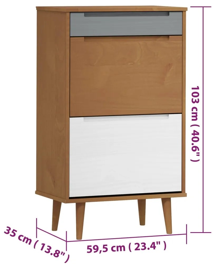 Sapateira MOLDE 59,5x35x103 cm pinho maciço castanho