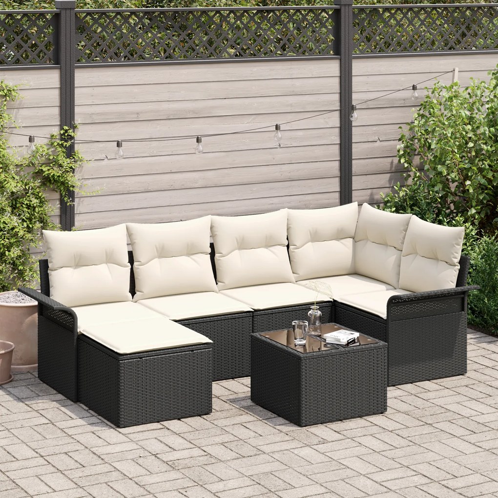 Conjunto de Sofá de Jardim vidaXL com Almofadas Marrom de Poliratan de